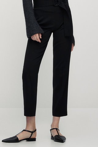Pantalon en laine boucle ronde - Noir