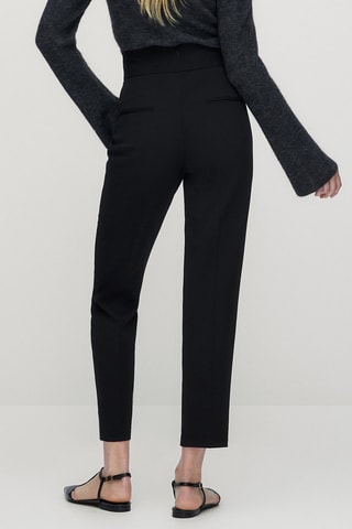 Pantalon en laine boucle ronde - Noir