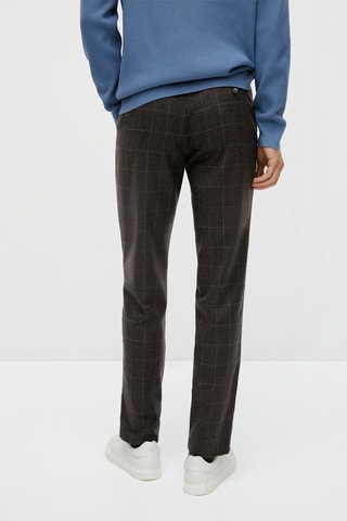 Pantalon chino à carreaux slim fit en laine - Gris