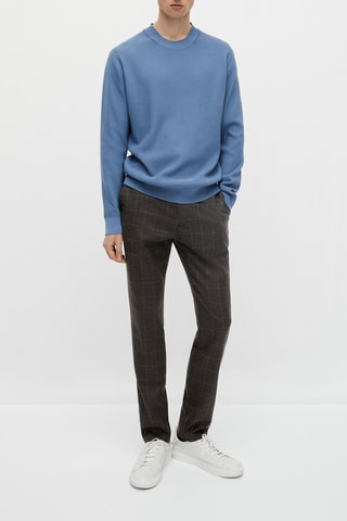 Pantalon chino à carreaux slim fit en laine - Gris