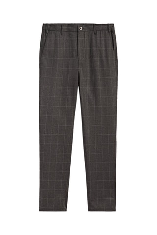 Pantalon chino à carreaux slim fit en laine - Gris