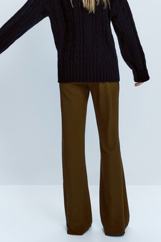 Pantalon flare taille haute - Kaki