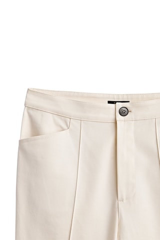 Pantalon flare en coton surpiqûres - Ecru