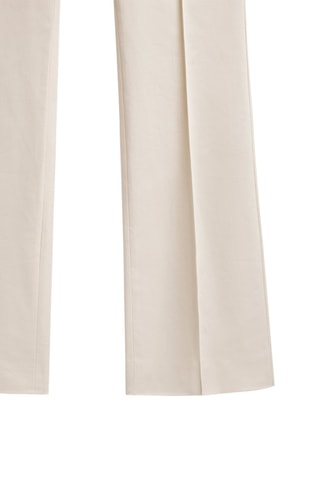 Pantalon flare en coton surpiqûres - Ecru