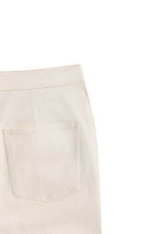 Pantalon flare en coton surpiqûres - Ecru