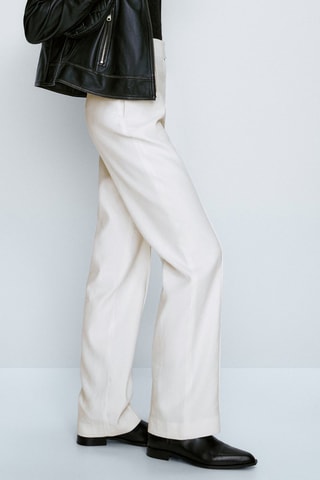 Pantalon en lin droit - Blanc
