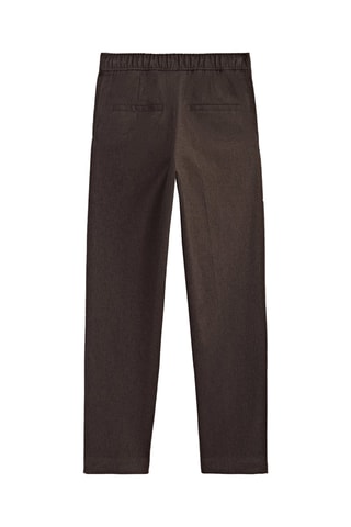 Pantalon à pinces en coton motif chevrons - Marron