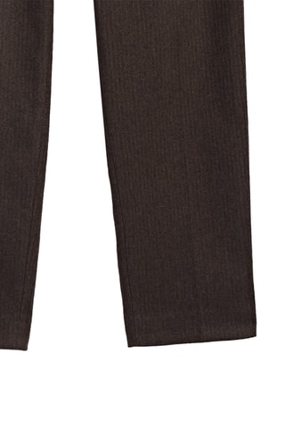 Pantalon à pinces en coton motif chevrons - Marron
