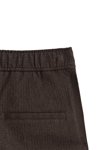 Pantalon à pinces en coton motif chevrons - Marron