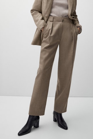 Pantalon à pinces flanelle de laine - Marron