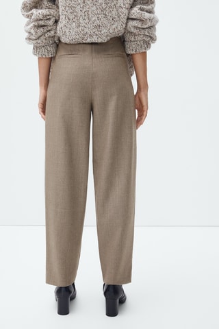 Pantalon à pinces flanelle de laine - Marron