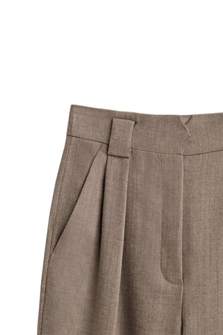 Pantalon à pinces flanelle de laine - Marron