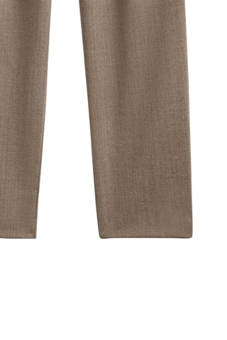 Pantalon à pinces flanelle de laine - Marron