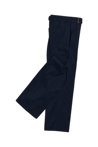 Pantalon taille haute à ceinture - Bleu marine