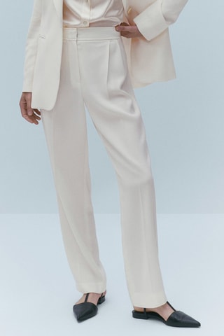 Pantalon à pinces droite - Blanc