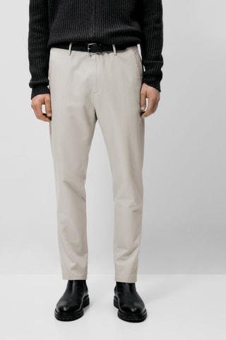 Pantalon chino en coton et lin tapered fit - Gris