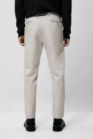 Pantalon chino en coton et lin tapered fit - Gris