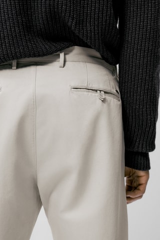 Pantalon chino en coton et lin tapered fit - Gris