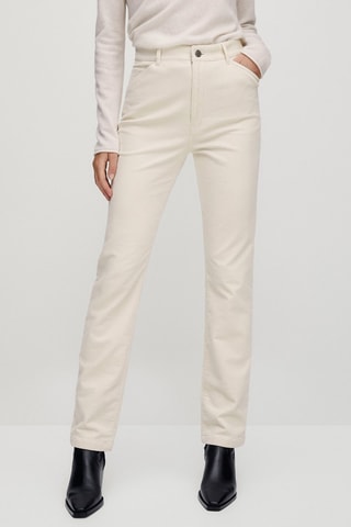 Pantalon en microvelours droit - Ecru