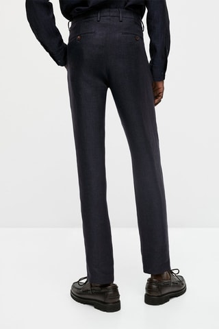 Pantalon en sergé lin casual - Bleu marine chiné