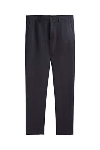 Pantalon en sergé lin casual - Bleu marine chiné