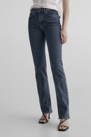 Jean taille haute coupe droite extensible - Bleu foncé