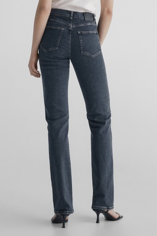 Jean taille haute coupe droite extensible - Bleu foncé