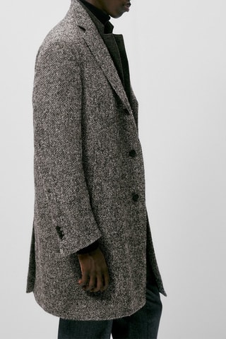 Manteau long en laine mélangée - Gris chiné