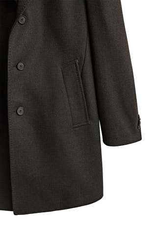 Manteau pied-de-poule 100% laine intérieur amovible - Marron foncé