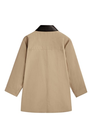 Parka coton mélangé col contrastant - Beige
