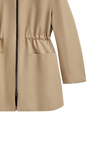 Parka coton mélangé col contrastant - Beige