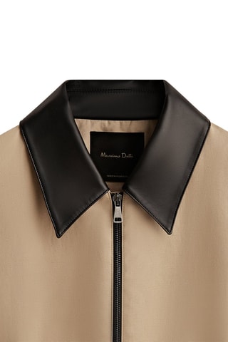 Parka coton mélangé col contrastant - Beige