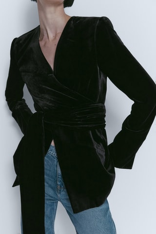 Veste en velours nœud - Noir