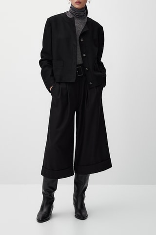 Veste courte à boutons en laine - Noir