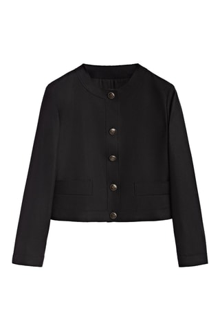 Veste courte à boutons en laine - Noir