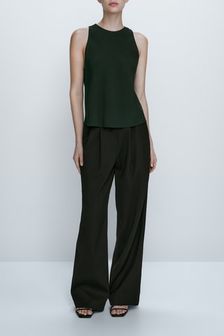 Top encolure américaine fluide sans manches - Vert foncé