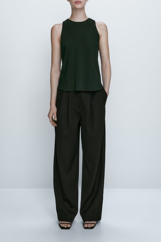 Top encolure américaine fluide sans manches - Vert foncé