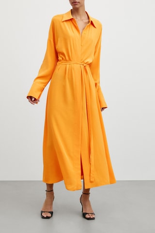 Blouse-jurk met gekruiste achterkant - Oranje