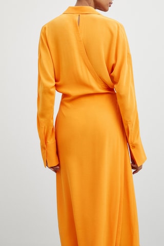 Blouse-jurk met gekruiste achterkant - Oranje