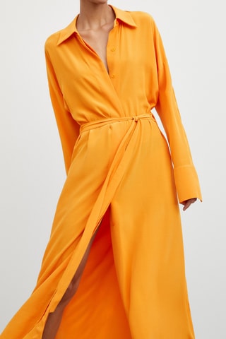 Blouse-jurk met gekruiste achterkant - Oranje