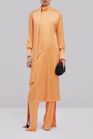 Robe midi satinée - Studio - Orange