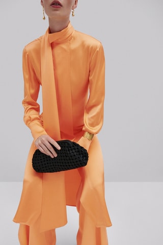 Robe midi satinée - Studio - Orange