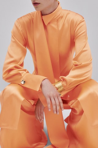 Robe midi satinée - Studio - Orange