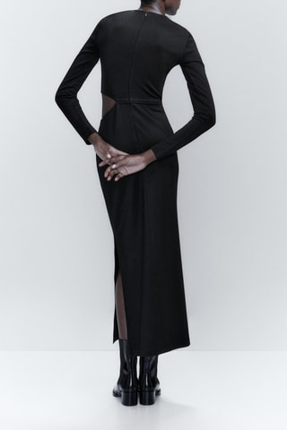 Robe longue noire cut out taille marquée - Noir