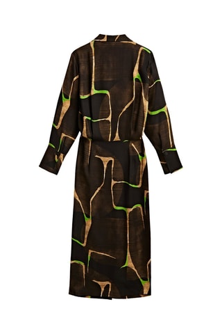 Robe longue imprimée - Kaki et beige