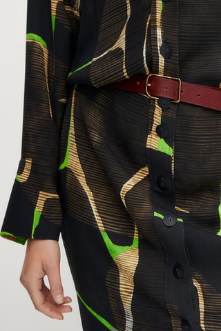 Robe longue imprimée - Kaki et beige