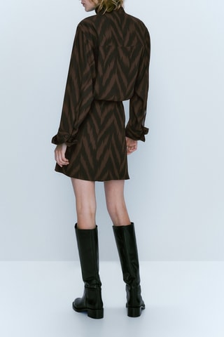 Robe courte imprimé zèbre - Marron et kaki