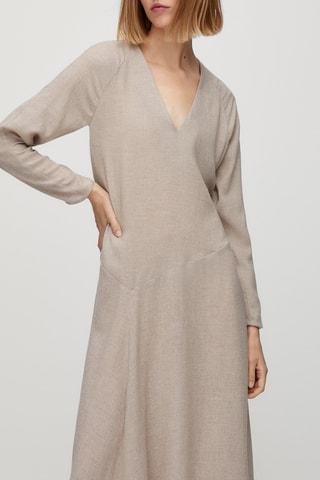 Robe longue ceinture asymétrique - Ecru