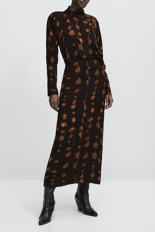 Lange jurk met mouwen - Bruin