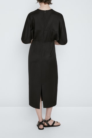 Robe midi fluide col en V - Noir